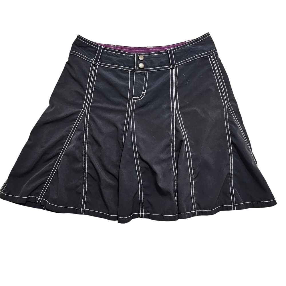 Athleta Black Contrast Stitch A-Line Athletic Skort 2P 683764